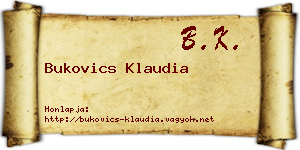 Bukovics Klaudia névjegykártya